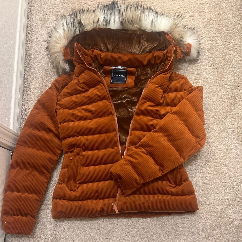 Ella moda Women's Orange Puffer Jacket